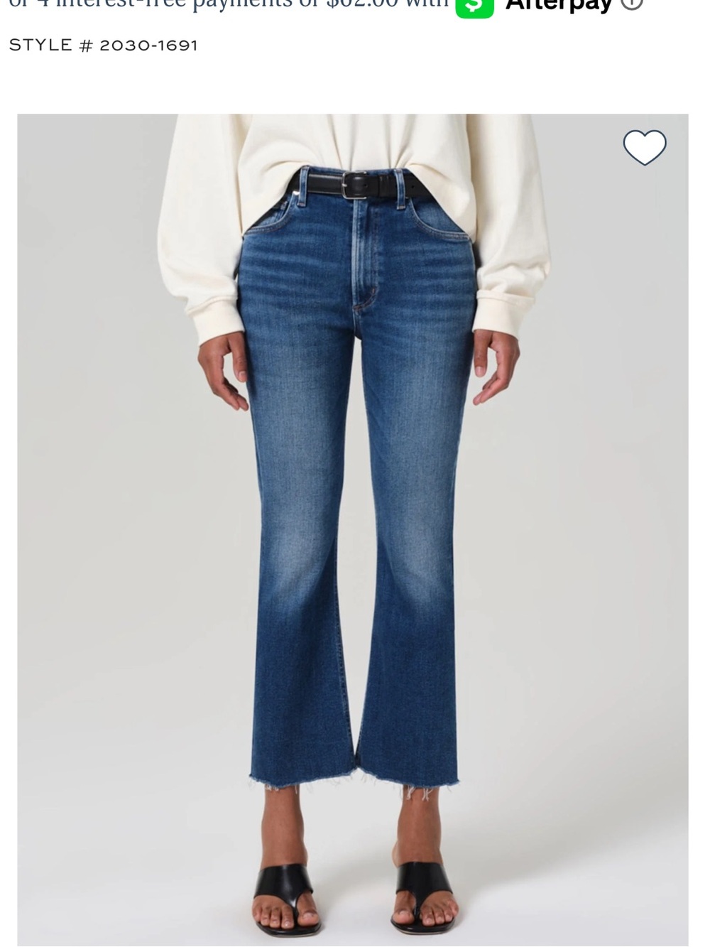 Citizens of Humanity Premium Vintage Isola Cropped Boot Cut Raw Hem Jeans